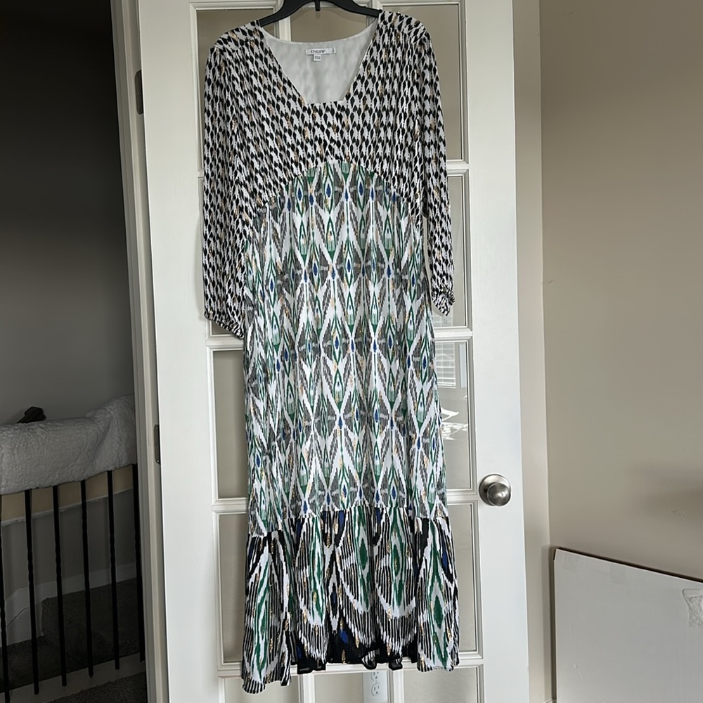 CHICO's Geometric Patterned Long Dress EUC SZ 2